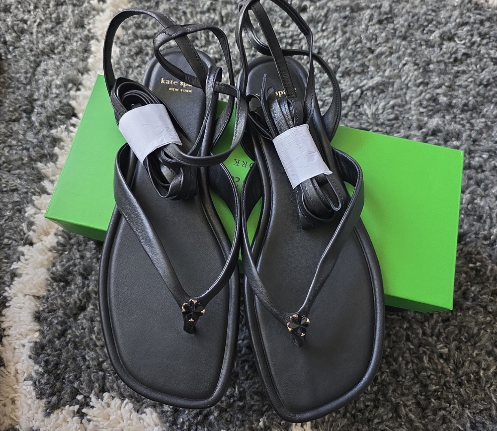 Kate Spade Black Flower Gladiator Sandals Size 10B